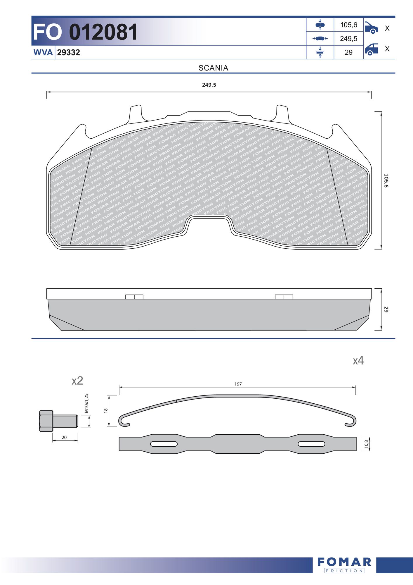 Set placute frana,frana disc FO 012081 FOMAR Friction
